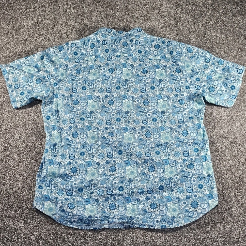 CON.STRUCT Button-Up Shirt Mens 4XL(3XL 53"chest)Stretch Blue Paisley Floral S/S - Picture 11 of 11